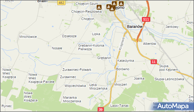 mapa Grębanin, Grębanin na mapie Targeo