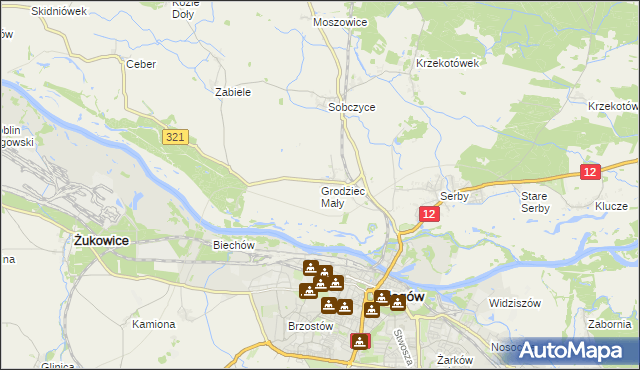 mapa Grodziec Mały, Grodziec Mały na mapie Targeo