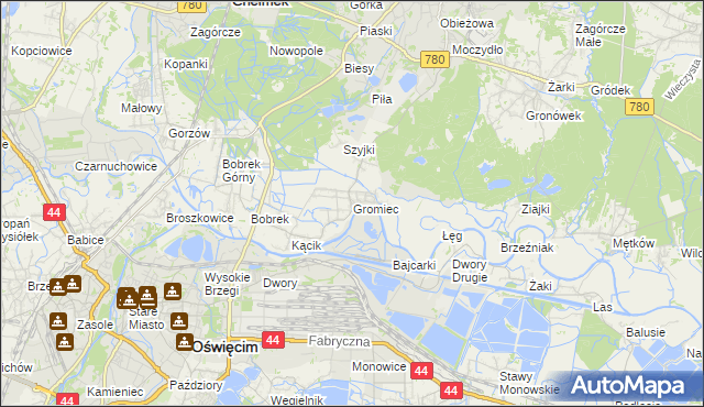 mapa Gromiec, Gromiec na mapie Targeo