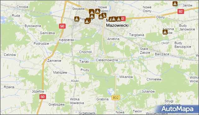 mapa Huta Mińska, Huta Mińska na mapie Targeo