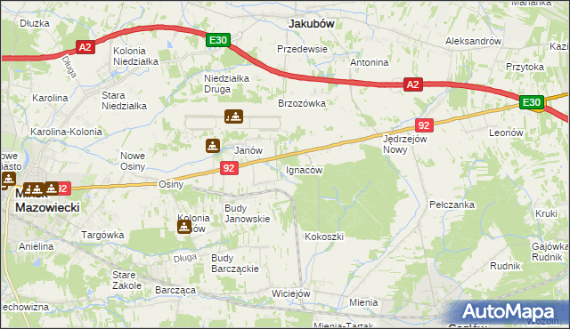 mapa Ignaców gmina Mińsk Mazowiecki, Ignaców gmina Mińsk Mazowiecki na mapie Targeo