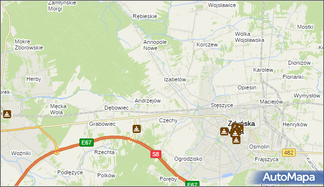 mapa Izabelów Mały, Izabelów Mały na mapie Targeo