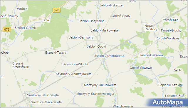 mapa Jabłoń-Zambrowizna, Jabłoń-Zambrowizna na mapie Targeo