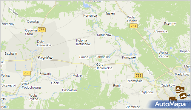 mapa Jabłonica gmina Szydłów, Jabłonica gmina Szydłów na mapie Targeo