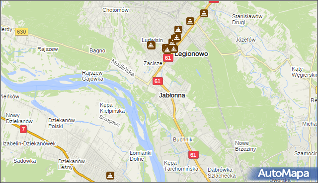 mapa Jabłonna powiat legionowski, Jabłonna powiat legionowski na mapie Targeo