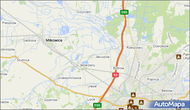 mapa Jakuszów, Jakuszów na mapie Targeo