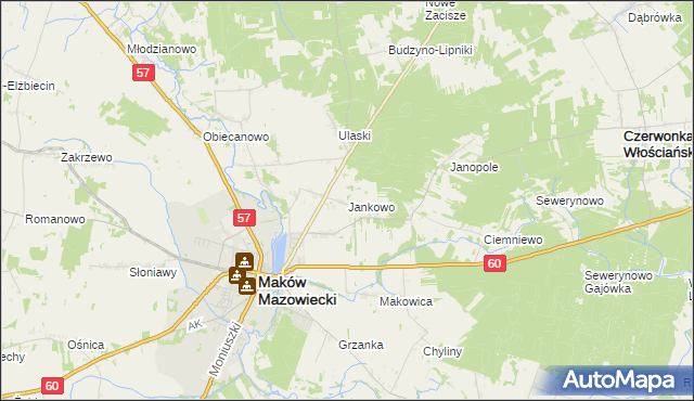 mapa Jankowo gmina Czerwonka, Jankowo gmina Czerwonka na mapie Targeo