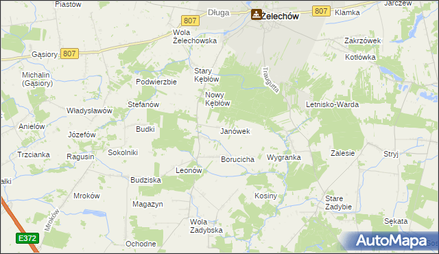 mapa Janówek gmina Żelechów, Janówek gmina Żelechów na mapie Targeo