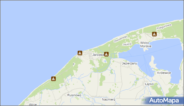 mapa Jarosławiec gmina Postomino, Jarosławiec gmina Postomino na mapie Targeo