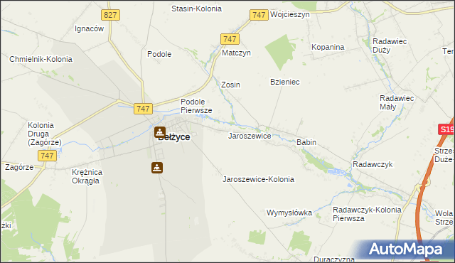 mapa Jaroszewice, Jaroszewice na mapie Targeo