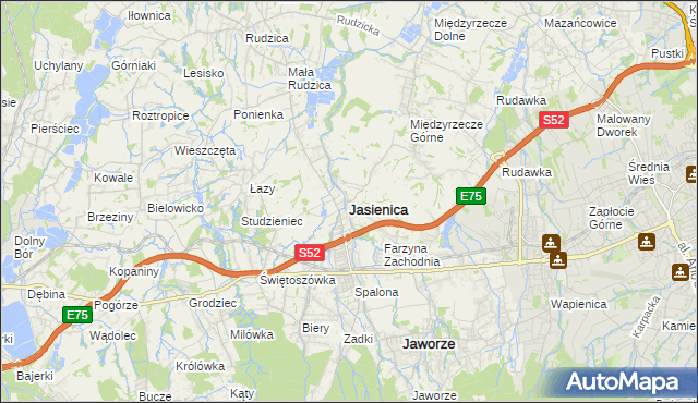 mapa Jasienica powiat bielski, Jasienica powiat bielski na mapie Targeo