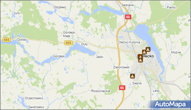 mapa Jaśki gmina Olecko, Jaśki gmina Olecko na mapie Targeo