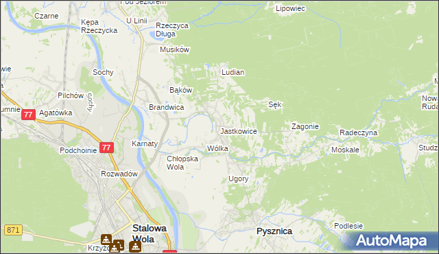 mapa Jastkowice, Jastkowice na mapie Targeo