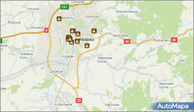 mapa Jaszkowa Dolna, Jaszkowa Dolna na mapie Targeo