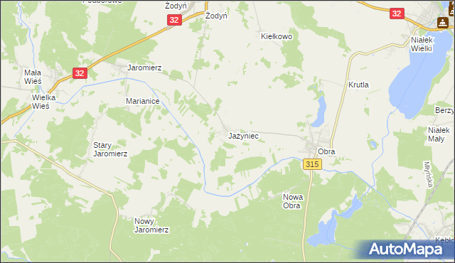 mapa Jażyniec, Jażyniec na mapie Targeo