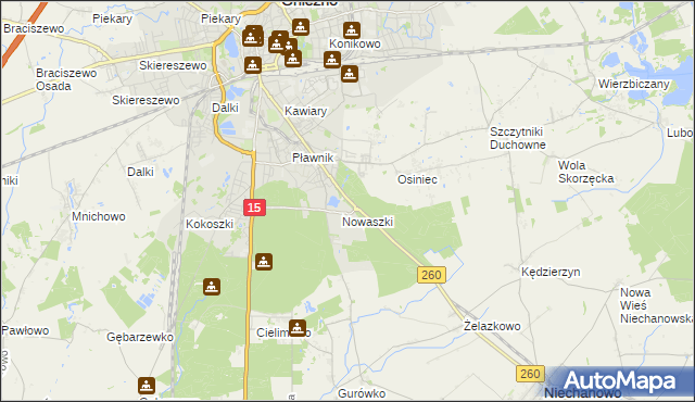 mapa Jelonek gmina Niechanowo, Jelonek gmina Niechanowo na mapie Targeo