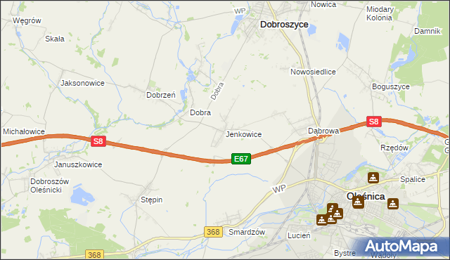 mapa Jenkowice gmina Oleśnica, Jenkowice gmina Oleśnica na mapie Targeo