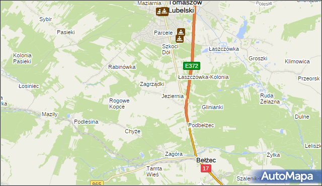 mapa Jeziernia, Jeziernia na mapie Targeo