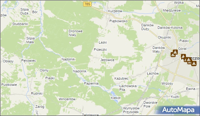 mapa Jeżowice, Jeżowice na mapie Targeo