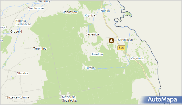 mapa Józefów gmina Dubienka, Józefów gmina Dubienka na mapie Targeo