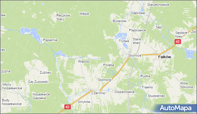 mapa Julianów gmina Fałków, Julianów gmina Fałków na mapie Targeo