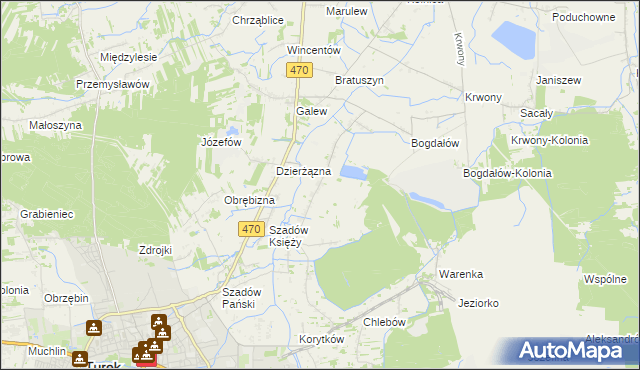 mapa Kalinowa gmina Turek, Kalinowa gmina Turek na mapie Targeo