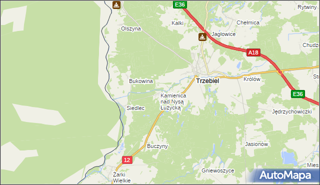 mapa Kamienica nad Nysą Łużycką, Kamienica nad Nysą Łużycką na mapie Targeo