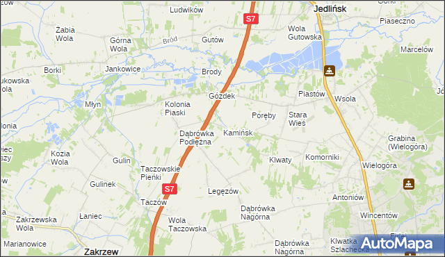 mapa Kamińsk gmina Jedlińsk, Kamińsk gmina Jedlińsk na mapie Targeo