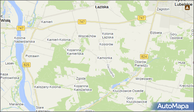 mapa Kamionka gmina Opole Lubelskie, Kamionka gmina Opole Lubelskie na mapie Targeo