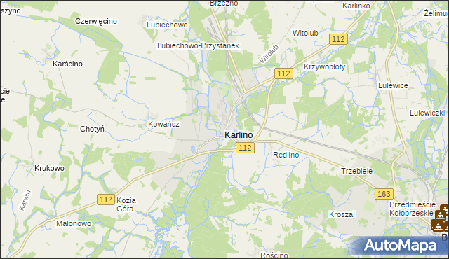mapa Karlino, Karlino na mapie Targeo