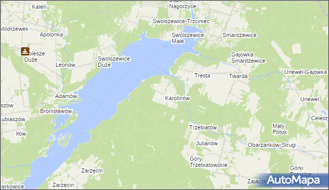 mapa Karolinów gmina Tomaszów Mazowiecki, Karolinów gmina Tomaszów Mazowiecki na mapie Targeo