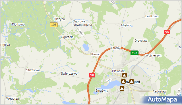 mapa Karsk gmina Nowogard, Karsk gmina Nowogard na mapie Targeo