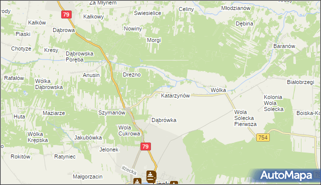 mapa Katarzynów gmina Lipsko, Katarzynów gmina Lipsko na mapie Targeo