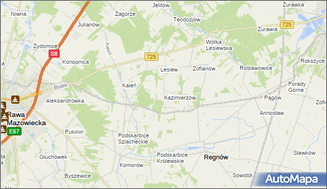 mapa Kazimierzów gmina Regnów, Kazimierzów gmina Regnów na mapie Targeo