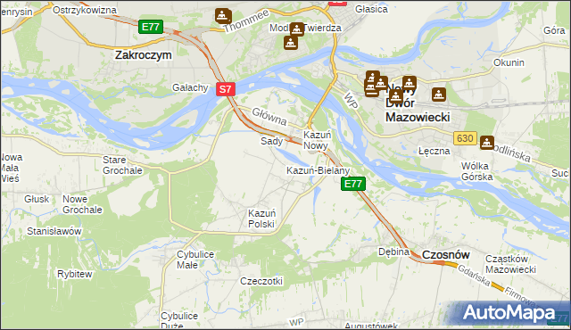 mapa Kazuń-Bielany, Kazuń-Bielany na mapie Targeo