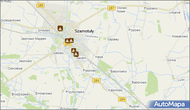 mapa Kępa gmina Szamotuły, Kępa gmina Szamotuły na mapie Targeo