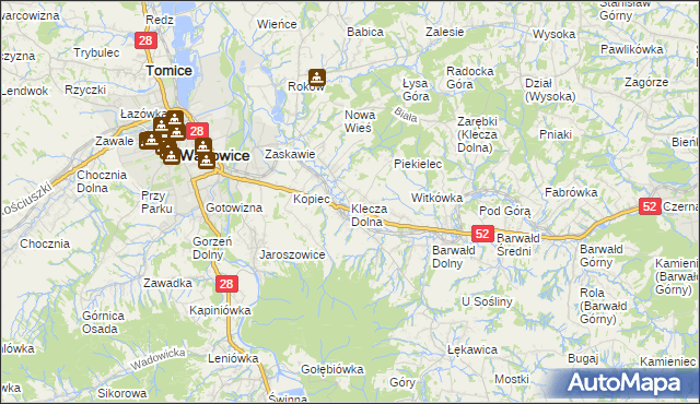 mapa Klecza Dolna, Klecza Dolna na mapie Targeo