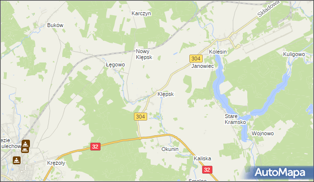 mapa Klępsk, Klępsk na mapie Targeo