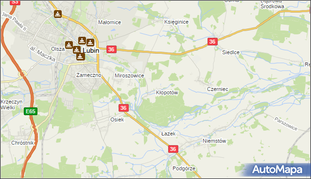 mapa Kłopotów gmina Lubin, Kłopotów gmina Lubin na mapie Targeo