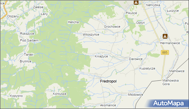 mapa Kniażyce, Kniażyce na mapie Targeo