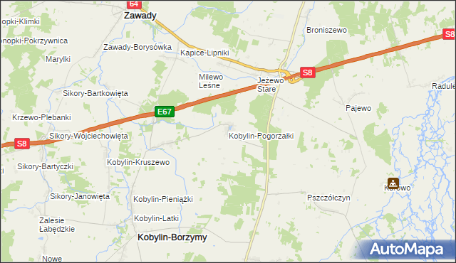 mapa Kobylin-Pogorzałki, Kobylin-Pogorzałki na mapie Targeo