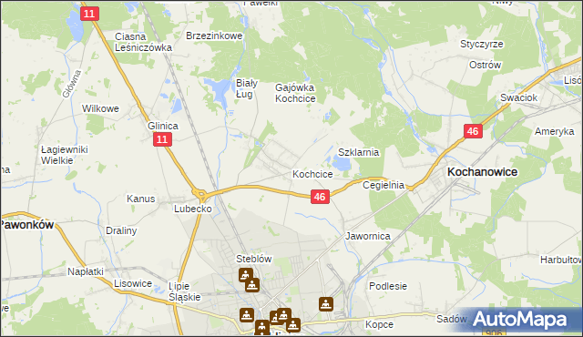 mapa Kochcice, Kochcice na mapie Targeo