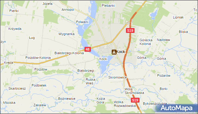 mapa Kock powiat lubartowski, Kock powiat lubartowski na mapie Targeo