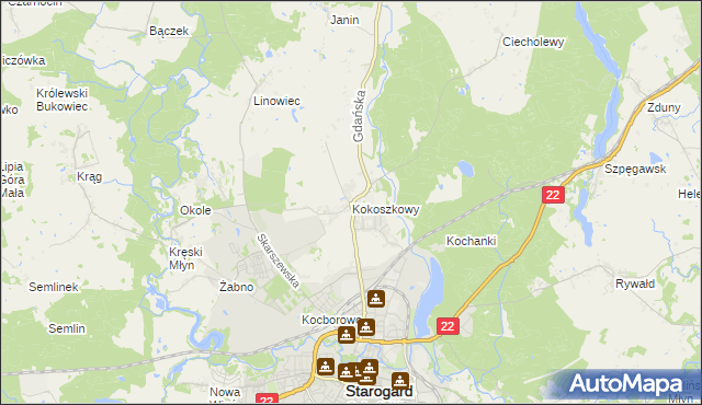 mapa Kokoszkowy, Kokoszkowy na mapie Targeo