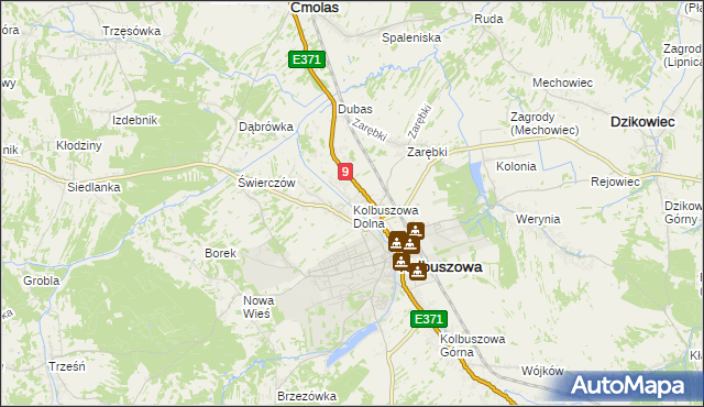 mapa Kolbuszowa Dolna, Kolbuszowa Dolna na mapie Targeo