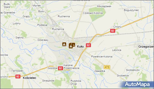 mapa Koło, Koło na mapie Targeo