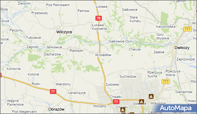 mapa Kolonia gmina Wilczyce, Kolonia gmina Wilczyce na mapie Targeo