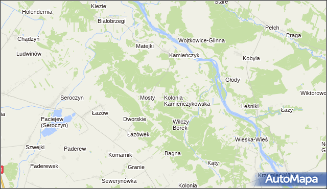 mapa Kolonia Kamieńczykowska, Kolonia Kamieńczykowska na mapie Targeo