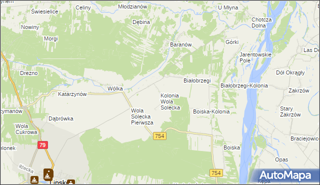 mapa Kolonia Wola Solecka, Kolonia Wola Solecka na mapie Targeo