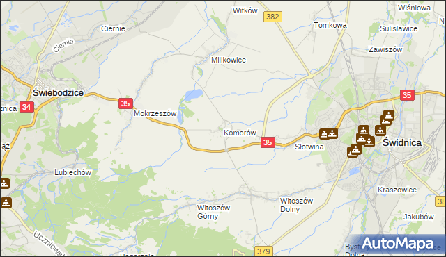 mapa Komorów gmina Świdnica, Komorów gmina Świdnica na mapie Targeo